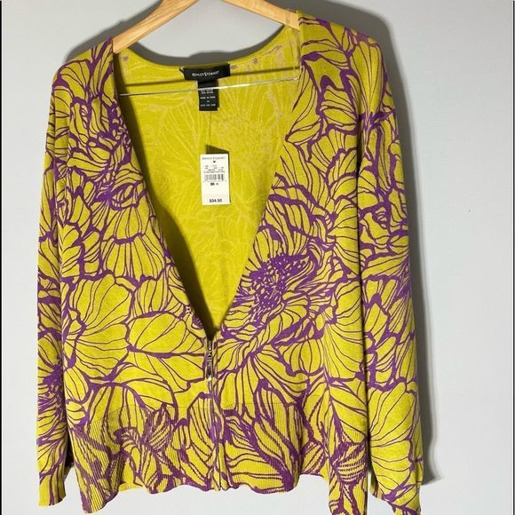 Ashley Stewart Sweater Cardigan Size 26 Citronelle NWT Half Zipper Rayon - Picture 2 of 9